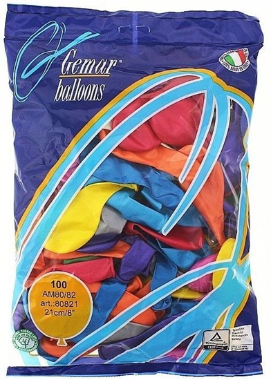Picture of GoDan Balon AM80 metal 8" rnokolorowy 100 sztuk.
