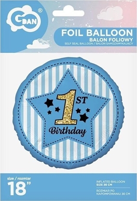 Picture of GoDan Balon foliowy 1st Birthday, niebieski 45 cm