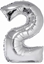 Изображение GoDan Balon foliowy cyfra "2" srebrna 85cm