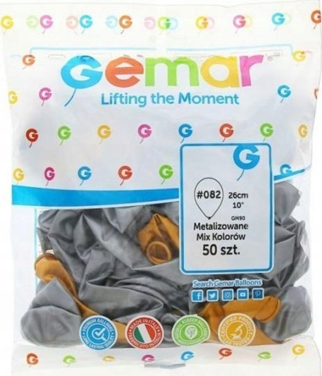 Picture of GoDan Balony GM90 metal 10" - zote i srebrne 50 szt. GM90/39-38