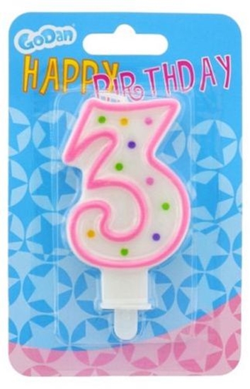 Picture of GoDan wieczka urodzinowa cyferka 3 z kropeczkami