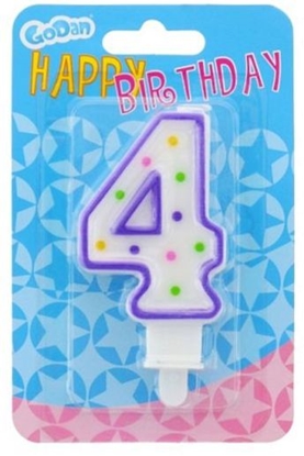 Attēls no GoDan wieczka urodzinowa cyferka 4 z kropeczkami