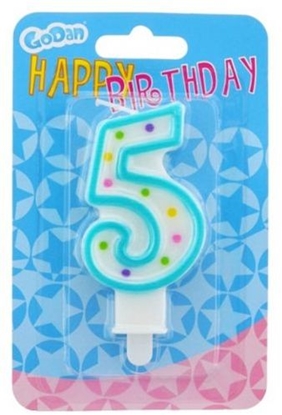 Attēls no GoDan wieczka urodzinowa cyferka 5 z kropeczkami