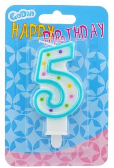 Picture of GoDan wieczka urodzinowa cyferka 5 z kropeczkami