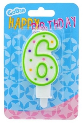 Attēls no GoDan wieczka urodzinowa cyferka 6 z kropeczkami