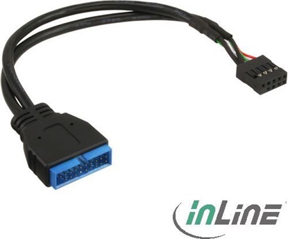 Attēls no InLine USB 19 pin - USB 9 pin, 0.3m, Czarny (33449M)