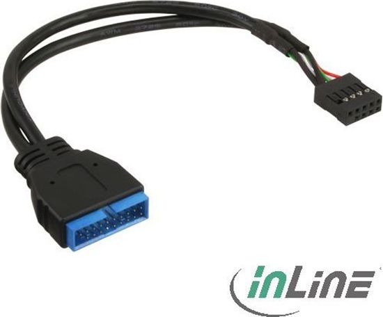 Изображение InLine USB 19 pin - USB 9 pin, 0.3m, Czarny (33449M)