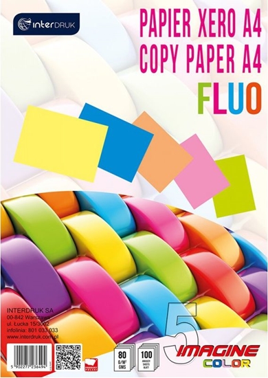Picture of Interdruk Papier ksero A4 80g Mix kolorów Fluo 100 arkuszy