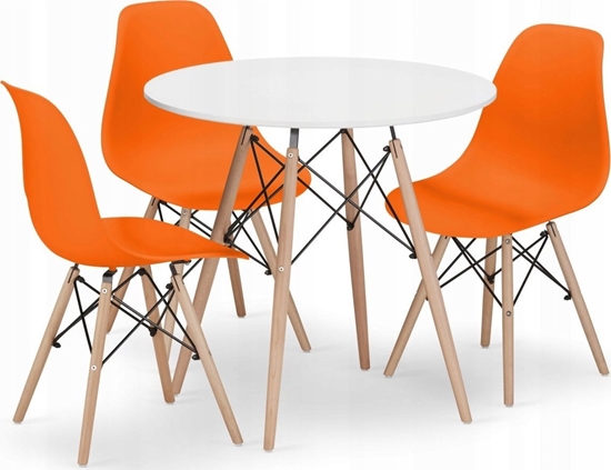 Picture of Leobert Zestaw stó okrgy TODI 80 biay + 3 krzesa OSAKA pomaraczowe