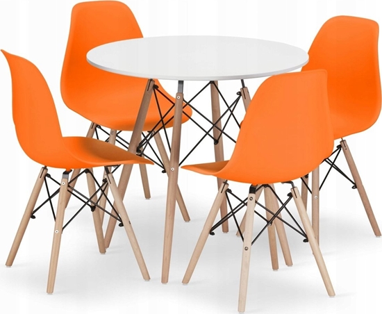 Picture of Leobert Zestaw stó okrgy TODI 80 biay + 4 krzesa OSAKA pomaraczowe
