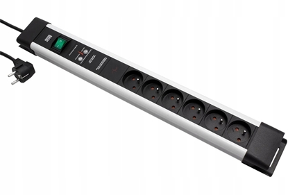 Picture of Listwa zasilajca Bachmann CONNECTUS 6xUTE, 1xGVS 1xswitch 2.0m CEE7/7 Szary