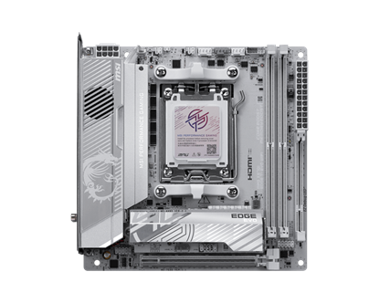 Attēls no MSI MPG X870I EDGE TI EVO WIFI | Processor family AMD | Processor socket AM5 | DDR5 | Supported hard disk drive interfaces SATA, M.2 | Number of SATA connectors 2