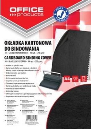 Attēls no Office Products Okadki Do Bindowania, Karton, A4, 250 Gsm, Skóropodobne, 100 Szt., Czarne (20232525-05)
