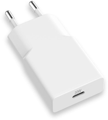 Picture of Power Adapter 20W Ultra Slim, USB-C, GaN, PD 3.0, QC 3.0, AFC, FCP, Apple 2.4A, BC1.2, for all iPhone, iPad and other USB-C devices, ultra-thin design, variable charging power (max. 20W), white