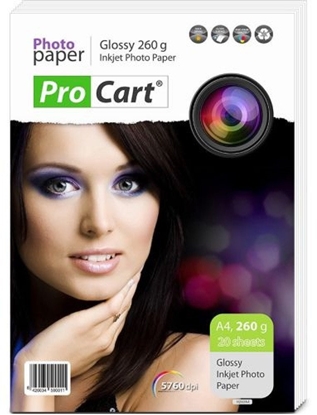 Изображение Procart glancets fotopapirs A4 260g/m2 20 lapas