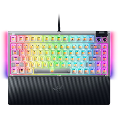 Attēls no Razer Hot-swappable Mechanical Gaming Keyboard | BlackWidow V4 75% | Gaming Keyboard | Wired | US | Phantom White Edition | USB Type-C | Razer Mechanical Switches (Tactile)