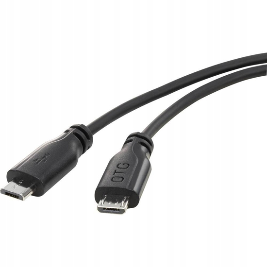 Picture of Renkforce RF-4079670, 0.15 m, Micro-USB B, Micro-USB B, USB 1.0, 480 Mbit/s, Black