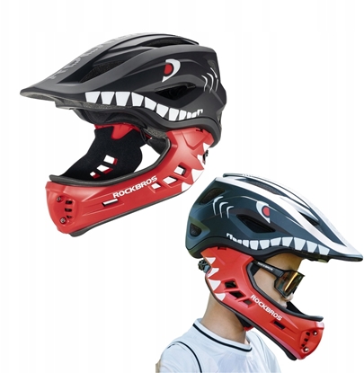 Attēls no RockBros Kask rowerowy TT-32005 Shark dziecicy with detachable jaw rozmiar M (54-58) - black