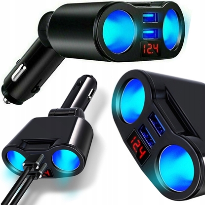 Picture of Rozdzielacz Gniazda Zapalniczki, 2 USB, Voltomierz