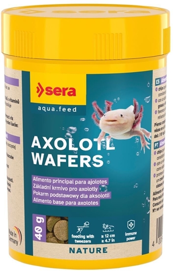 Изображение Sera Axolotl Wafers karma, dla aksolotli, chipsy, podstawowy, 100 ml (40 g), dla aksolotli powyej 12 cm