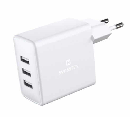 Изображение Swissten Smart IC Tīkla Lādētājs 3x USB 3А 15W