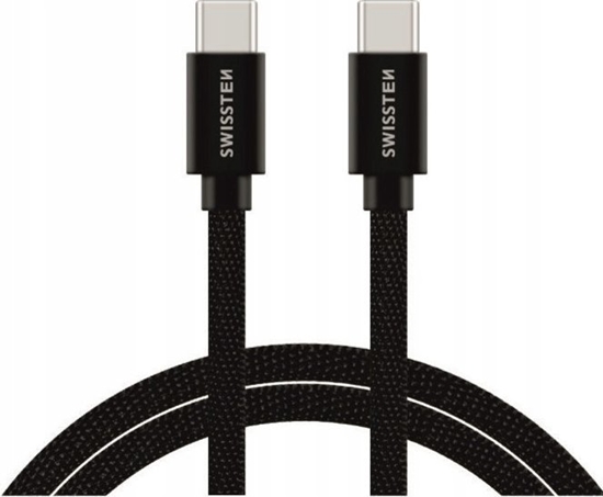 Изображение Swissten Textile Universāls Quick Charge 3.1 USB-C uz USB-C Datu un Uzlādes Kabelis 1.2m Melns