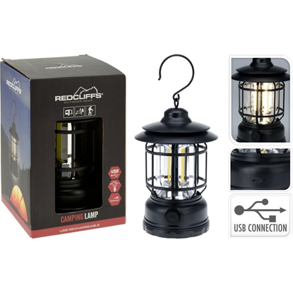 Picture of TORCH CAMPING LAMP MELNĀ 18CM USB UZLĀDE REDCLIFFS
