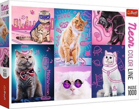 Picture of Trefl Puzzle 1000 Neon Color Line - Super cats