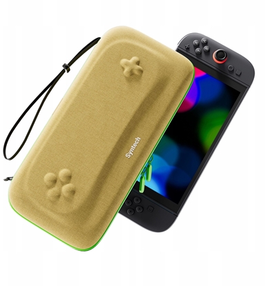 Изображение Twardy Sztywny Pokrowiec Futera Etui Walizka Case Do Nintendo Switch 2 / G11 Beowy Z Zielonym Zamkiem