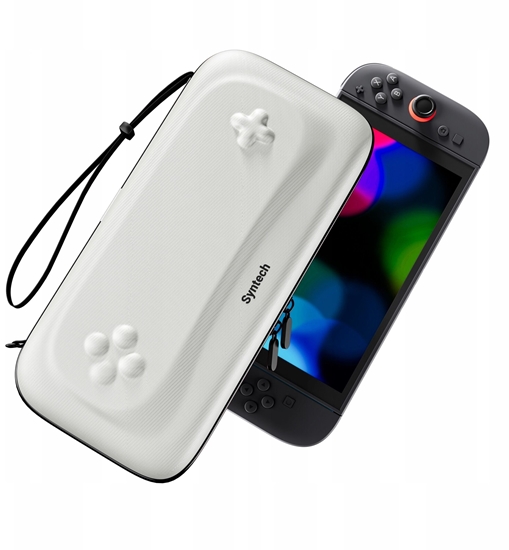 Picture of Twardy Sztywny Pokrowiec Futera Etui Walizka Case Do Nintendo Switch 2 / G11 Biay / Zamana Biel Z Czarnym Paskiem
