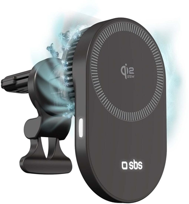 Attēls no Uchwyt magnetyczny SBS z adowark bezprzewodow Qi2.2 25W z chodzeniem aktywnym - czarny