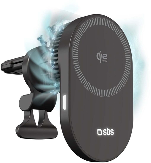 Picture of Uchwyt magnetyczny SBS z adowark bezprzewodow Qi2.2 25W z chodzeniem aktywnym - czarny