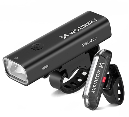 Picture of Wozinsky Zestaw lampek rowerowych akumulatorowych przednia tylna 400 lm - czarny