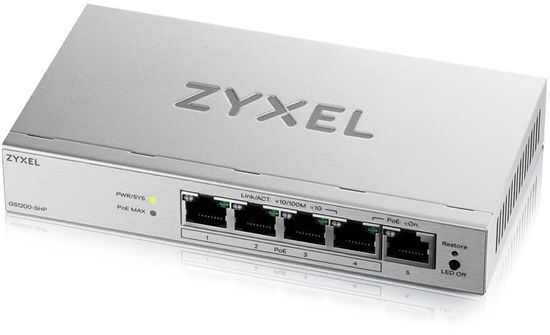 Изображение Zyxel GS1200-5HPV3 5-Port Gigabit PoE+ Web