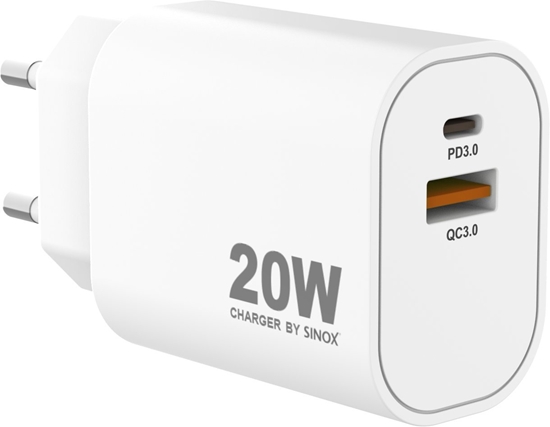 Picture of adowarka Sinox PRO 230V USB-A+USB-C adowarka 20W biay