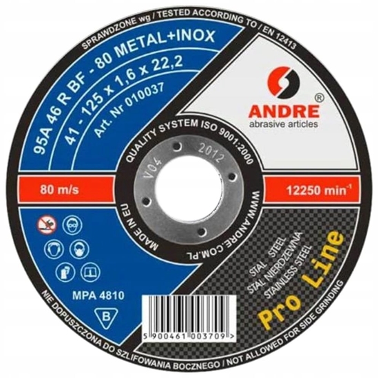 Picture of Andre TARCZA DO METALU 125 x 1,6mm METAL/INOX PRO LINE 95A46R