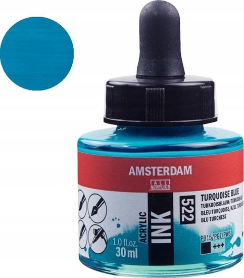 Picture of Artequipment Amsterdam Acrylic Ink Bottle Turquoise Blue 522