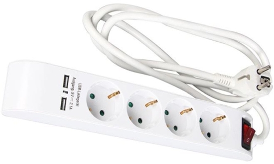 Picture of Asus Przeduacz 4-gniazdowy 1.4m a/z/s/USB 2.1A 3x1.5mm KF-GSB-04KU3X1.5/1.4M