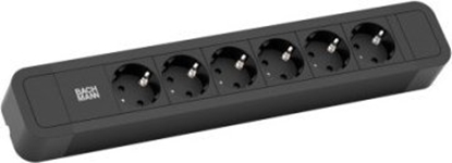 Picture of Bachmann PRIMO2 socket strip 6x earthing contact, aluminium, black, 2 m