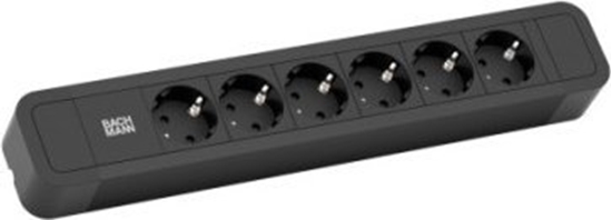 Picture of Bachmann PRIMO2 socket strip 6x earthing contact, aluminium, black, 2 m