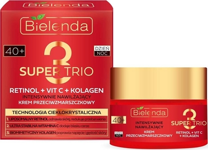 Attēls no Bielenda Super Trio 40+ Intensywnie nawilajcy krem przeciwzmarszczkowy na dzie i noc 50ml