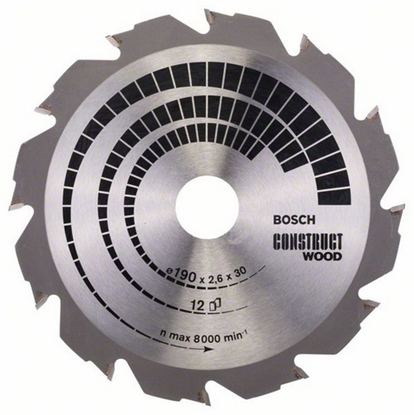 Attēls no Bosch Tarcza pilarska Construct Wood 190x30 z12 - 2608640633