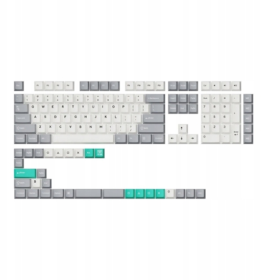 Picture of Cherry Profile Double-Shot PBT Full Set Keycaps - Dolch Red, Gray White Mint, Blue Black Yellow Full Set (143 klawisze) / Gray White Mint