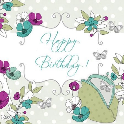 Picture of Clear Creation Karnet Swarovski kwadrat CL1508 Urodziny motyle