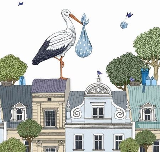 Picture of Clear Creation Karnet Swarovski kwadrat CL2409 Narodziny chopiec bocian