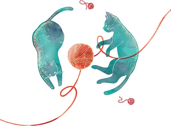 Picture of Clear Creation Karnet Swarovski kwadrat Niebieskie koty (CL2607)