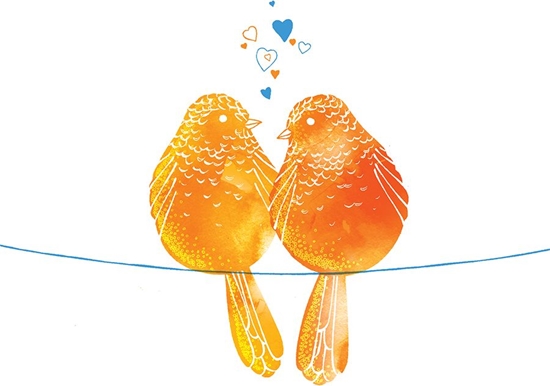 Picture of Clear Creation Karnet Swarovski kwadrat Pomaraczowe ptaszki (CL2602)