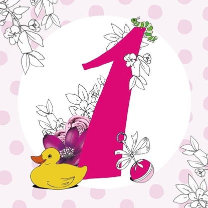 Attēls no Clear Creation Karnet Swarovski kwadrat Roczek dziewczynka