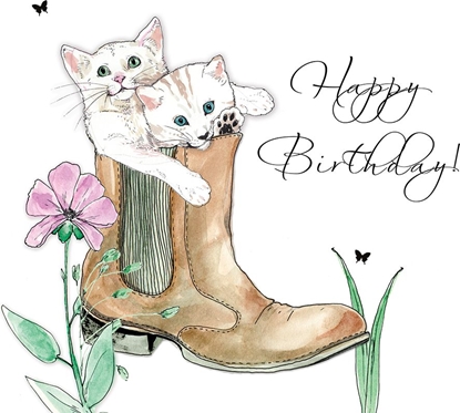 Attēls no Clear Creation Karnet Swarovski kwadrat Urodziny koty w bucie