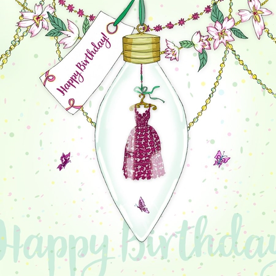 Picture of Clear Creation Karnet Swarovski kwadrat Urodziny sukienka arówka